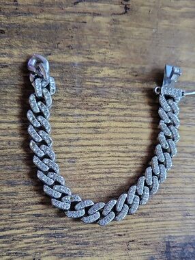 Men's Silver Pave Cuban Link Bracelet - Sparkle Finish